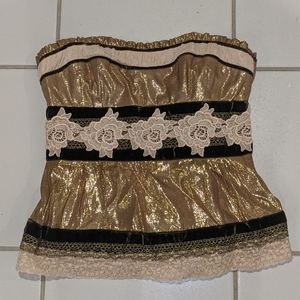 Nanette Lepore Gold Lame Bustier 4